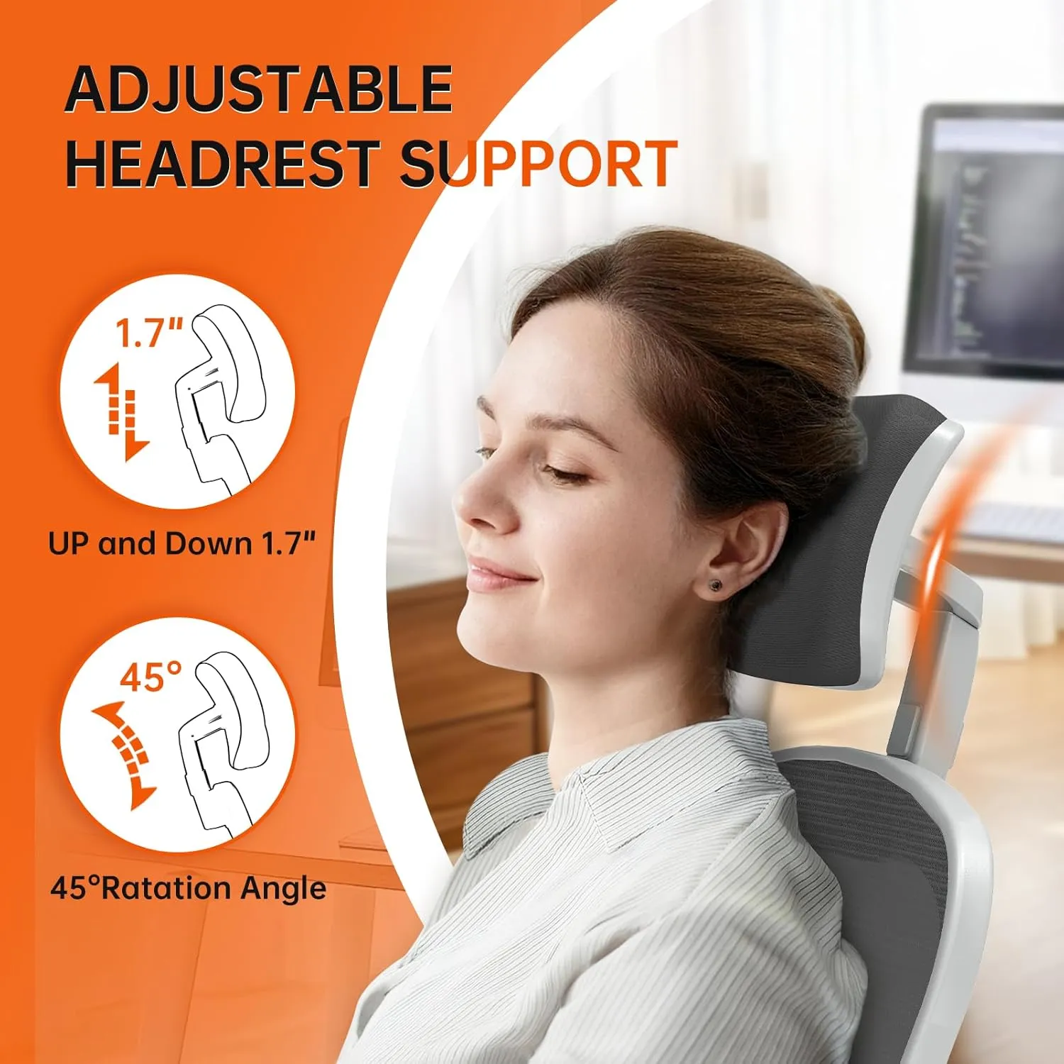 Office Chair Ergonomic Desk Chair, 330LBS Capacity, High Back Computer Chair for Long Hours Comfortable, Rolling Swivel Chair for Home Office, Flip-up Armrests，Grey Black