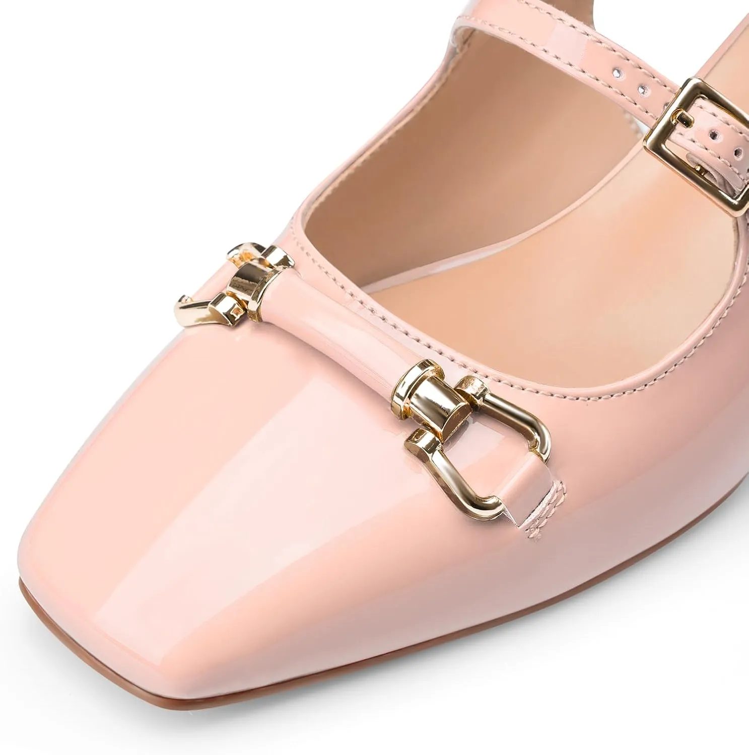 Oh Mispares Slingbacks Block Heels for Women Square Toe Low Heels Adjustable Buckle Strap Slip on Fashion Slingback Spring Summer Dress Pumps