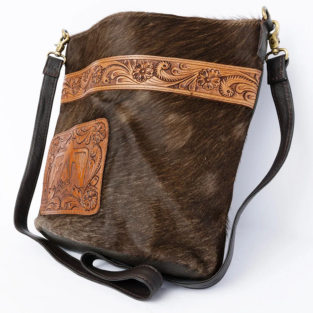 OHLAY MESSENGER Hand Tooled Hair-on Genuine Leather women bag western handbag purse