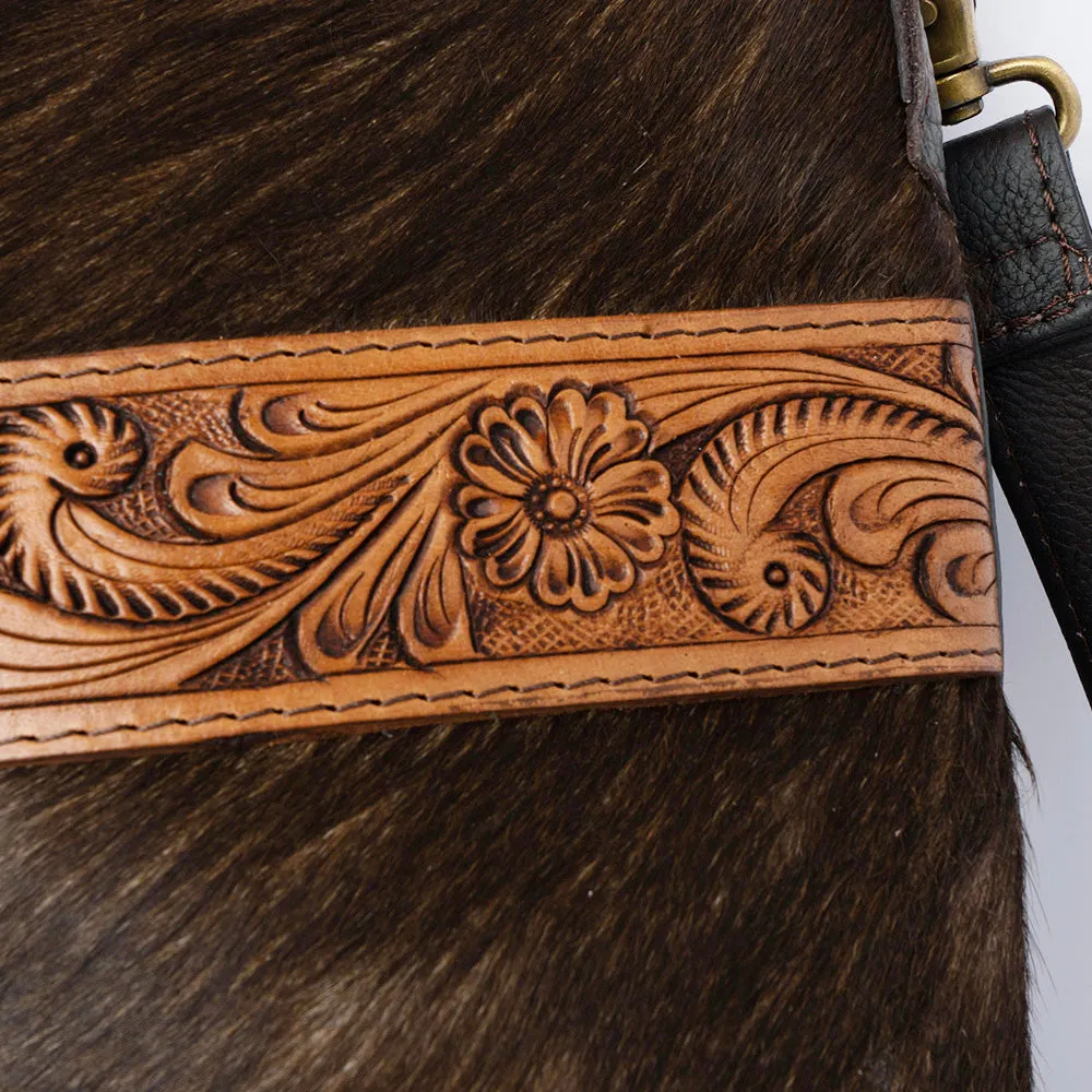 OHLAY MESSENGER Hand Tooled Hair-on Genuine Leather women bag western handbag purse