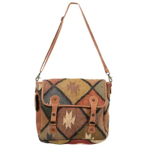 OHLAY MESSENGER Upcycled Wool Upcycled Canvas  Genuine Leather women bag western handbag purse