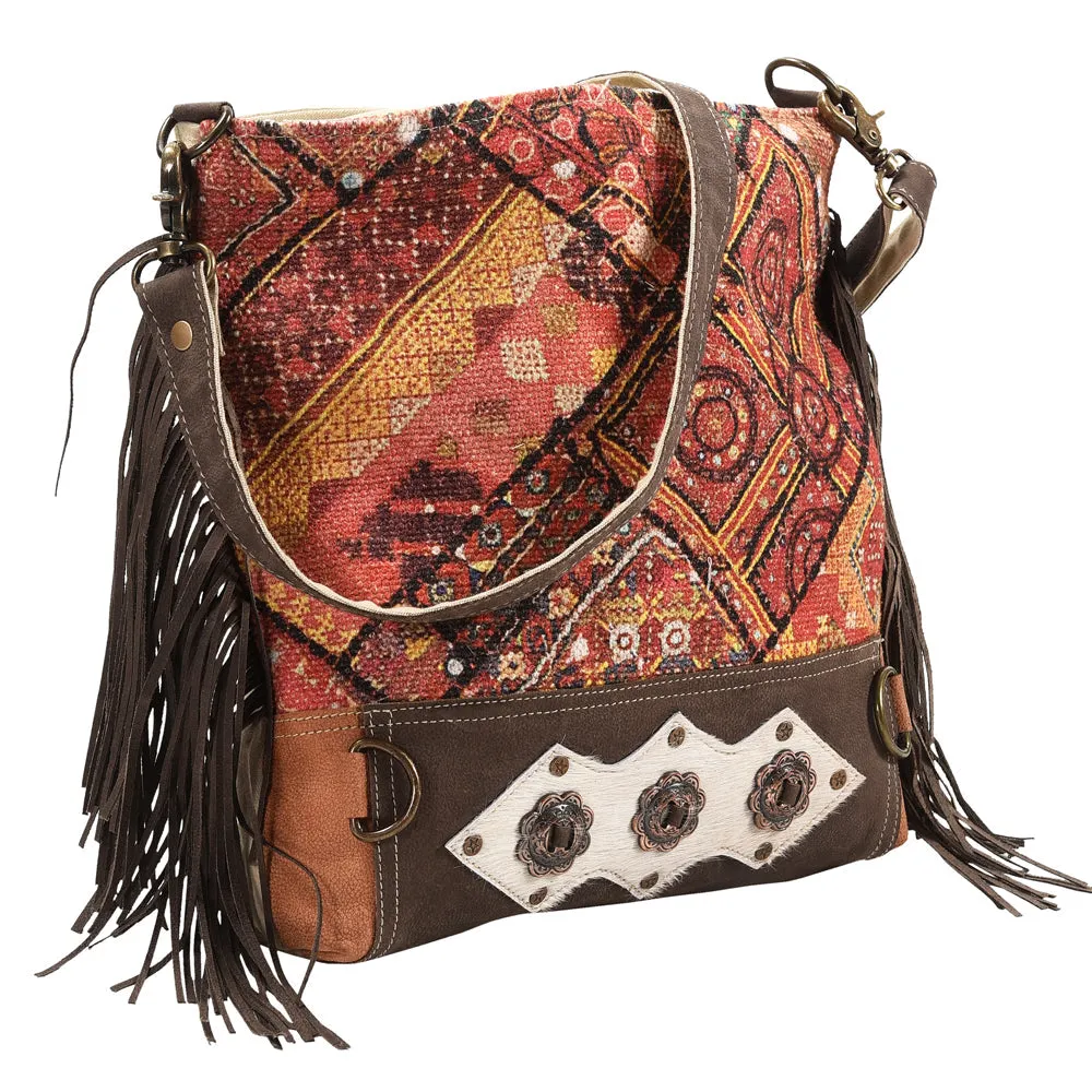 OHLAY MESSENGER Upcycled Wool Upcycled Canvas Hair-on Genuine Leather women bag western handbag purse