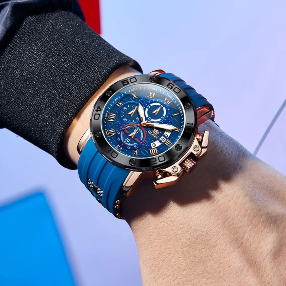 OLEVS Square Watches for Men Brown Leather Chronograph Fashion Business Watch Luminous Waterproof Casual Wrist Watches