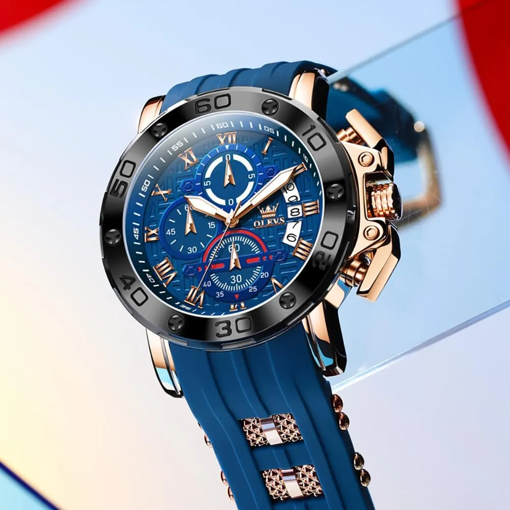 OLEVS Square Watches for Men Brown Leather Chronograph Fashion Business Watch Luminous Waterproof Casual Wrist Watches