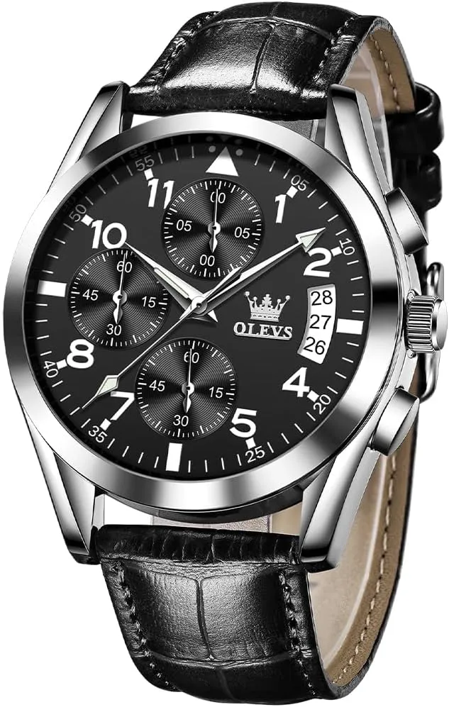 OLEVS Watches for Men Brown Leather Gold Case Analog Quartz Fashion Business Dress Watch Day Date Luminous Waterproof Casual Male Wrist Watches