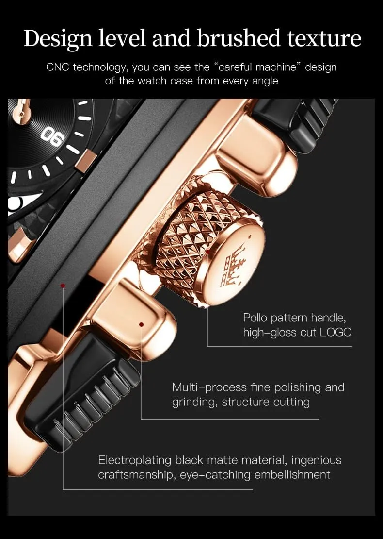 OLEVS Watches for Men Quartz Chronograph Leather Fashion Dress Watch Date Waterproof Luminous Casual Square Business Wrist Watches …