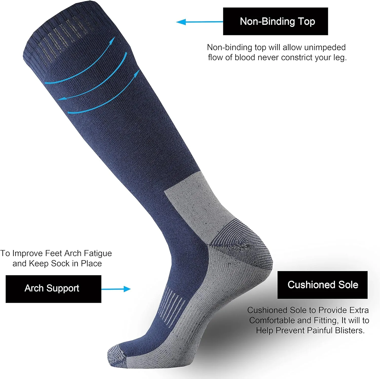 ONKE Knee High Socks Cushioned Moisture Wicking for Mens Over the Calf OTC Steel Toe Western Work Boot Thermal Hiking Hunting
