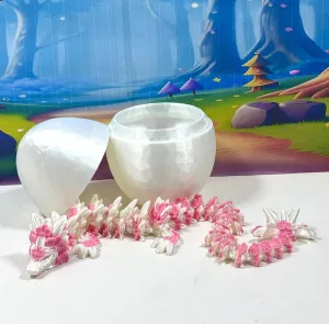Orchid Dragon, 3D Printed 12"" White and Pink Orchid Dragon, Fidget ADHD Autism Toy, Executive Desk Toy D039-DR