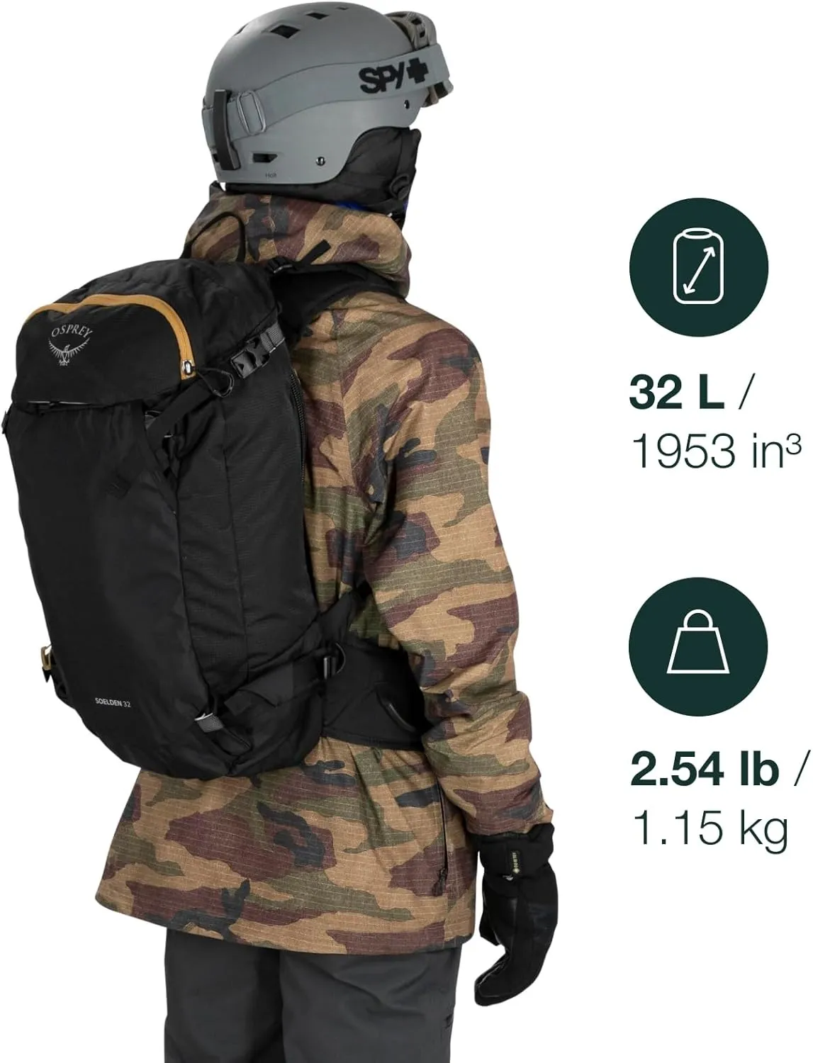 Osprey Soelden 32L Men's Ski and Snowboard Backpack, Black