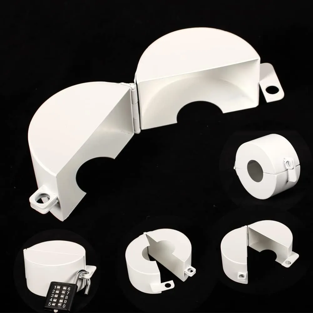 Outdoor Faucet Lock System - Metal White With Lock to Stop Unauthorized Water Use and Vandalism - Child Proof Hose Bib Spigot Lock