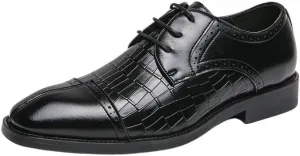 Oxford Shoes for Men's Lace Up Office Round Toe Pu Leather Business Working Office Anti-Slip Non Slip Shoe