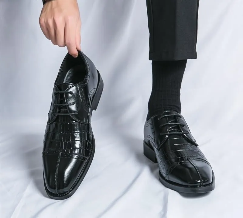 Oxford Shoes for Men's Lace Up Office Round Toe Pu Leather Business Working Office Anti-Slip Non Slip Shoe