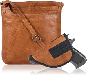 Ozora Multi Pockets Handmade Leather Crossbody Handbags & Sling Bag for Men & Women with Detachable Holster