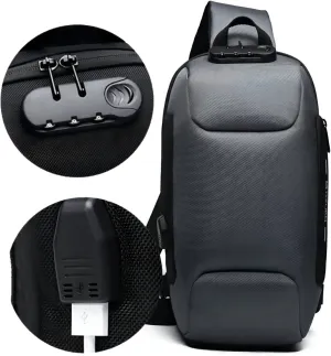 OZUKO sling bag for men anti theft backpacks with usb charger Travel Hiking Chest Bag Daypack water proof (Dark Gray)