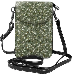 Paisley Oriental Floral Print Small Crossbody Bags for Women Leather Cell Phone Purses Mini Leather Shoulder Handbag Adjustable Strap