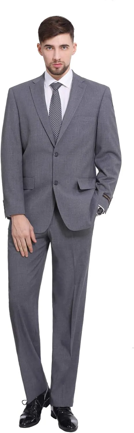 P&L Men's Suit 2 Piece Classic Fit Suits for Men Premium Business Suit Jacket & Pleated Pants Set for Wedding Prom