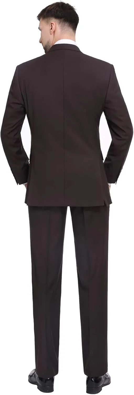 P&L Men's Suit 2 Piece Classic Fit Suits for Men Premium Business Suit Jacket & Pleated Pants Set for Wedding Prom