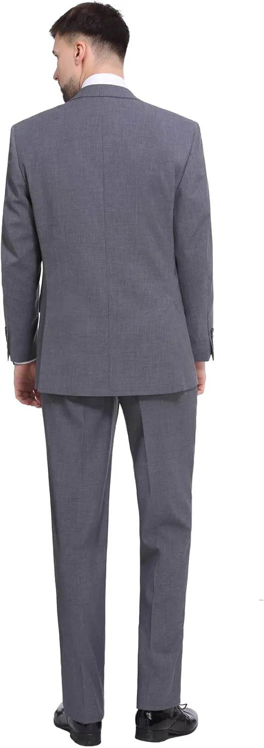 P&L Men's Suit 2 Piece Classic Fit Suits for Men Premium Business Suit Jacket & Pleated Pants Set for Wedding Prom