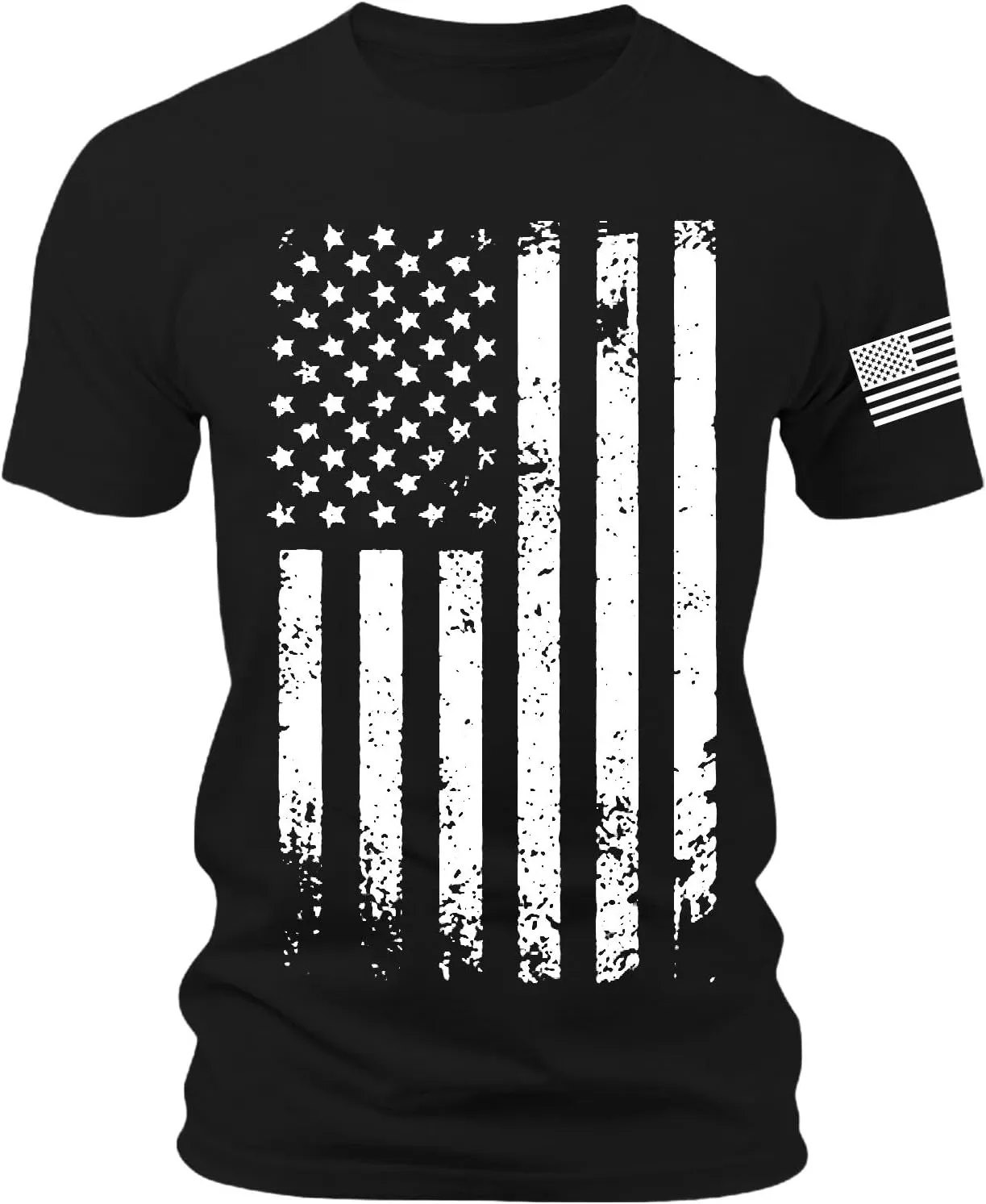Patriotic Shirts for Men 2025 Short Sleeve Round Neck Flag Printed Gym Workout Tees 4Th of July Graphic Shirt