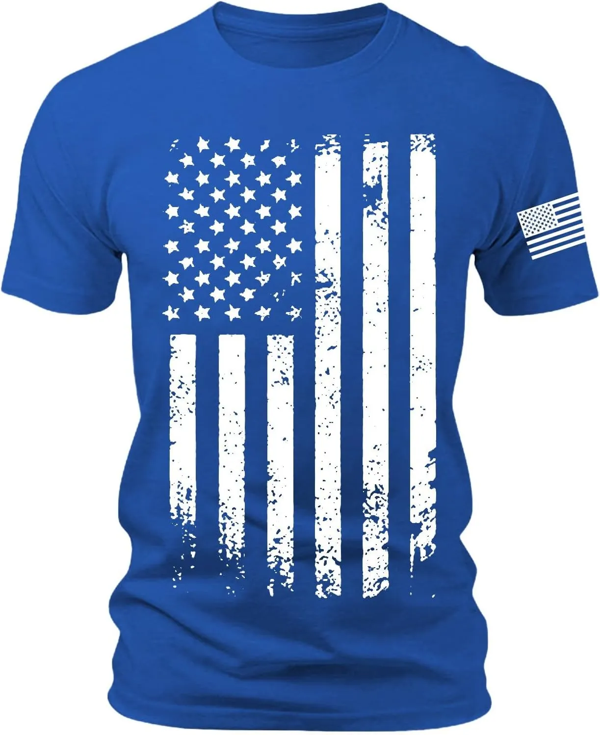 Patriotic Shirts for Men 2025 Short Sleeve Round Neck Flag Printed Gym Workout Tees 4Th of July Graphic Shirt