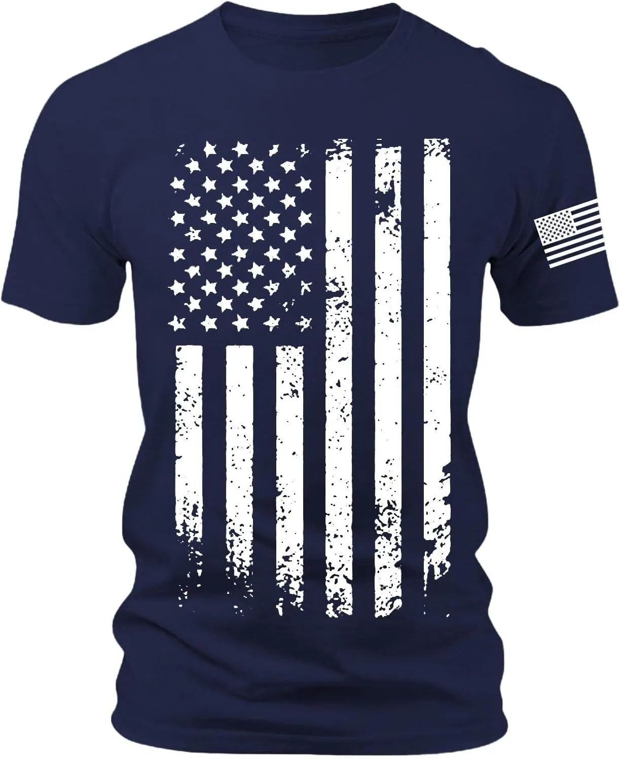 Patriotic Shirts for Men 2025 Short Sleeve Round Neck Flag Printed Gym Workout Tees 4Th of July Graphic Shirt