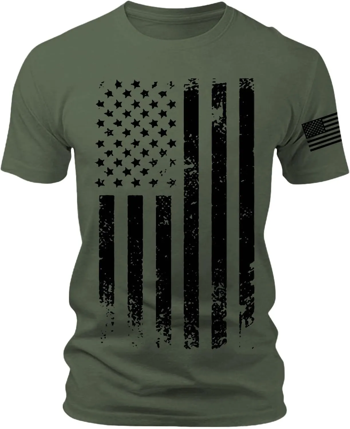 Patriotic Shirts for Men 2025 Short Sleeve Round Neck Flag Printed Gym Workout Tees 4Th of July Graphic Shirt