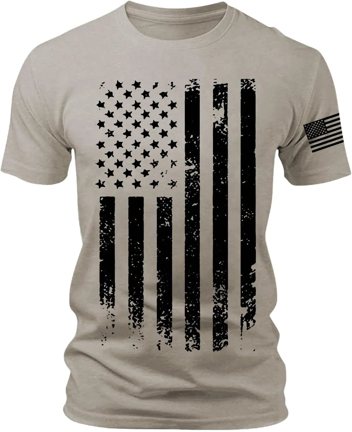 Patriotic Shirts for Men 2025 Short Sleeve Round Neck Flag Printed Gym Workout Tees 4Th of July Graphic Shirt