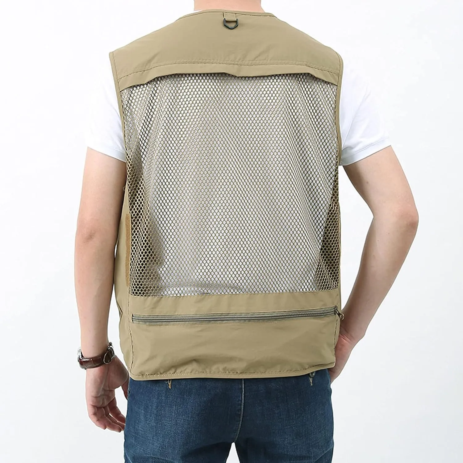Perbai Men's Black Utility Fishing Vest Outdoor Summer Lightweight Work Photo Safari Cargo Vest