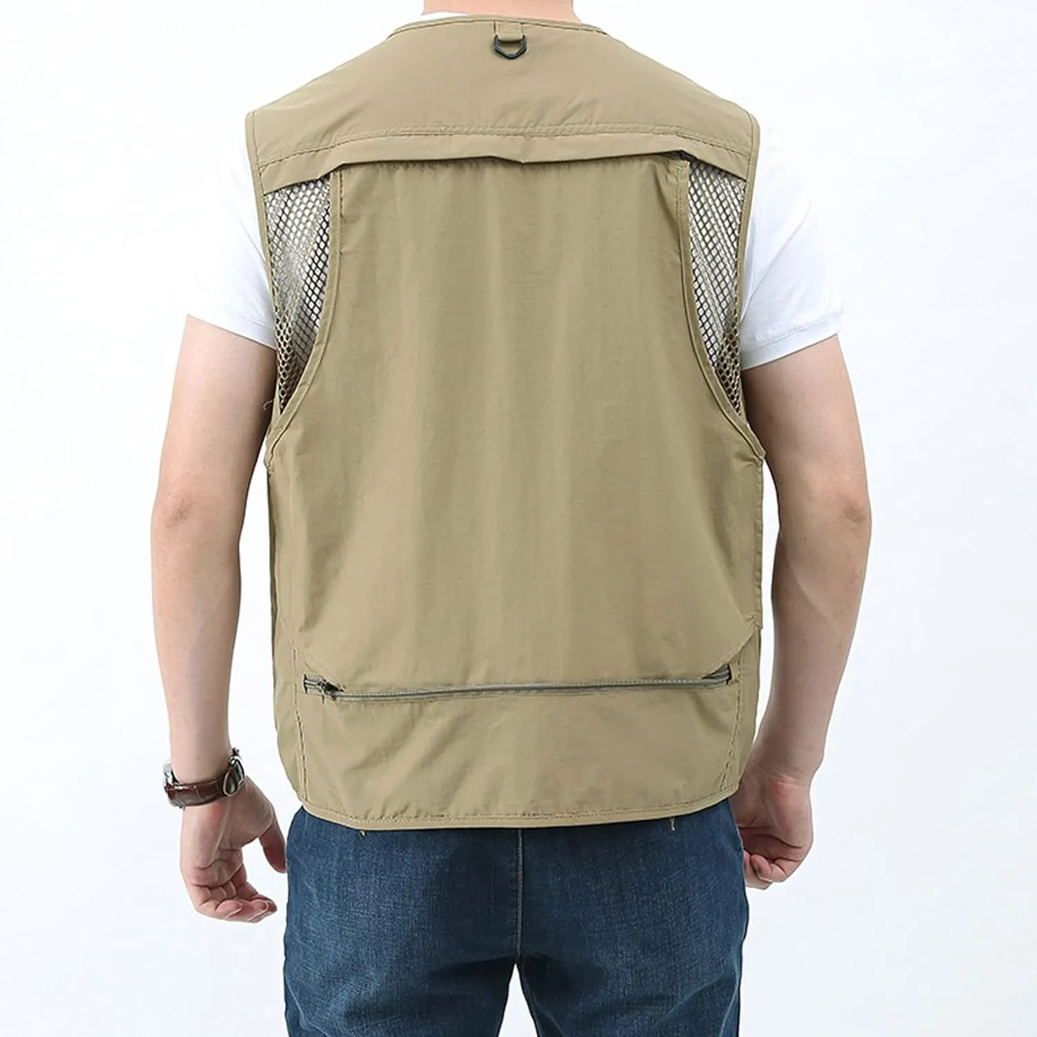 Perbai Men's Black Utility Fishing Vest Outdoor Summer Lightweight Work Photo Safari Cargo Vest