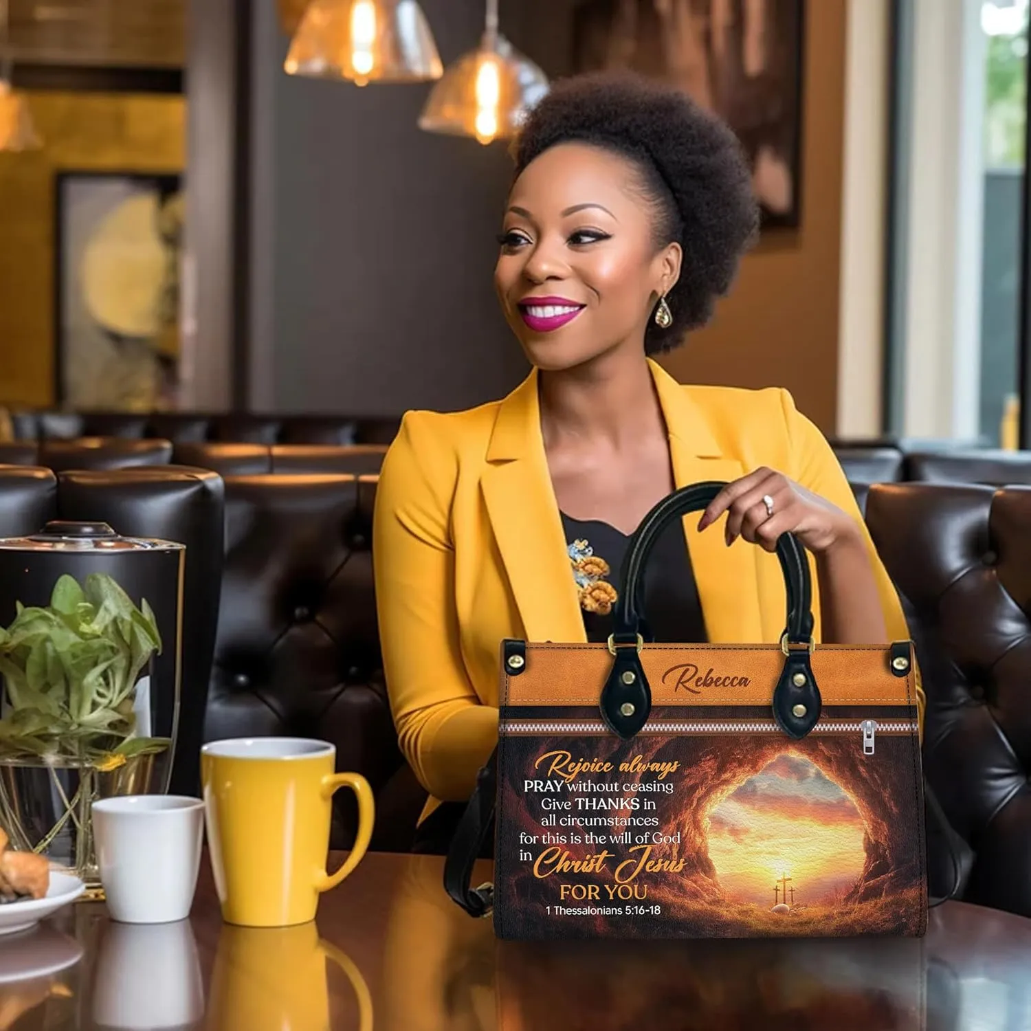 Personalized Leather Handbag for Women, Custom Name Church Bag, Christian Gifts, Mother Day's Gift for God Lovers