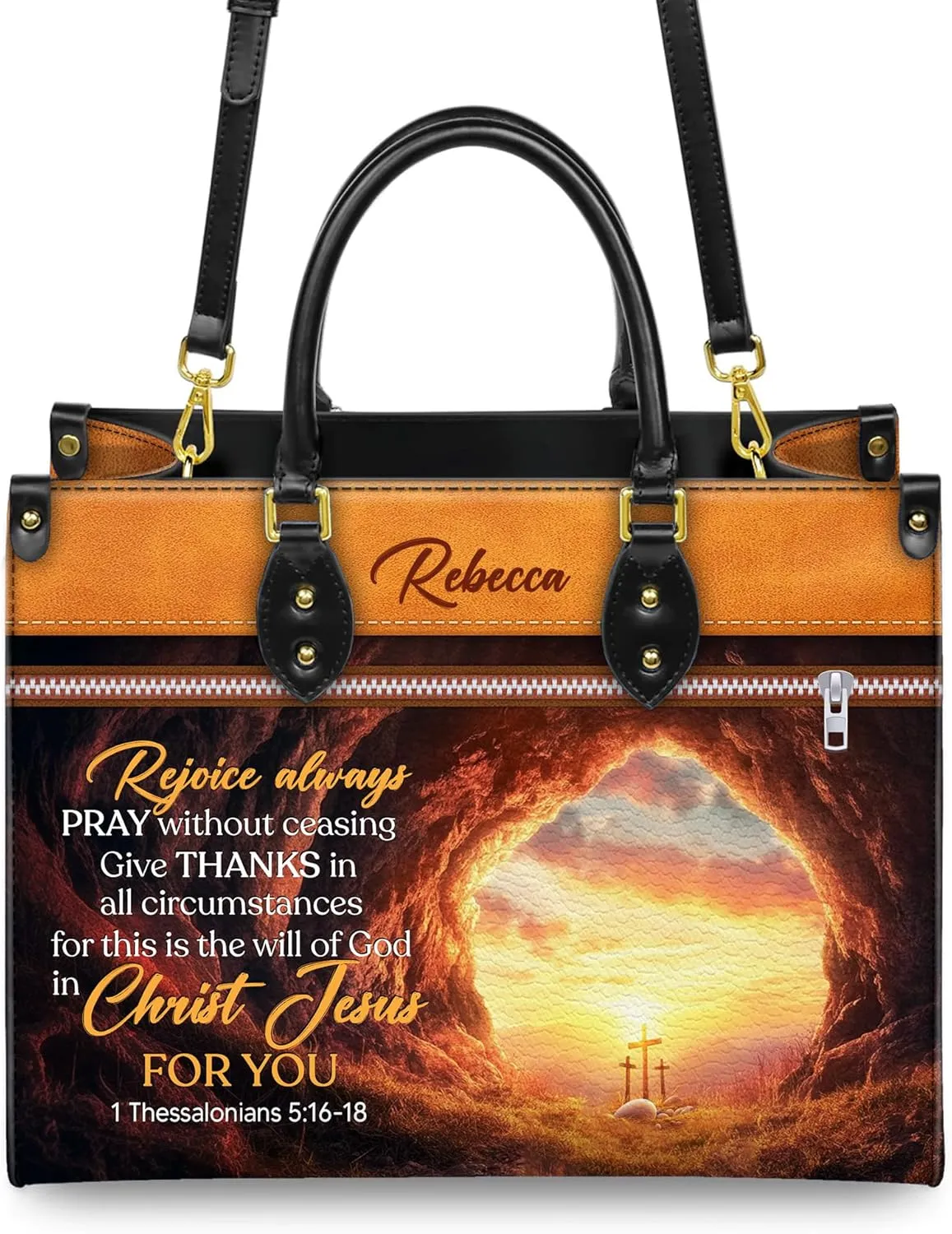 Personalized Leather Handbag for Women, Custom Name Church Bag, Christian Gifts, Mother Day's Gift for God Lovers