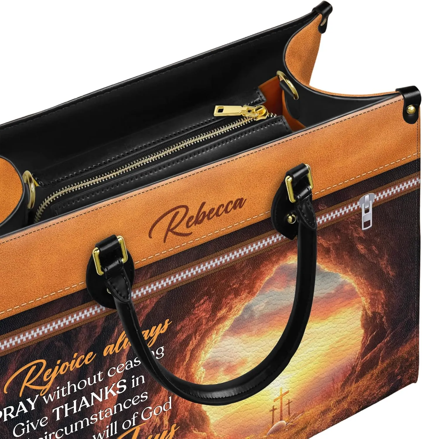 Personalized Leather Handbag for Women, Custom Name Church Bag, Christian Gifts, Mother Day's Gift for God Lovers