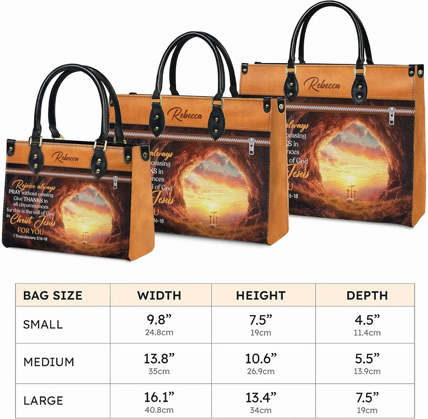 Personalized Leather Handbag for Women, Custom Name Church Bag, Christian Gifts, Mother Day's Gift for God Lovers