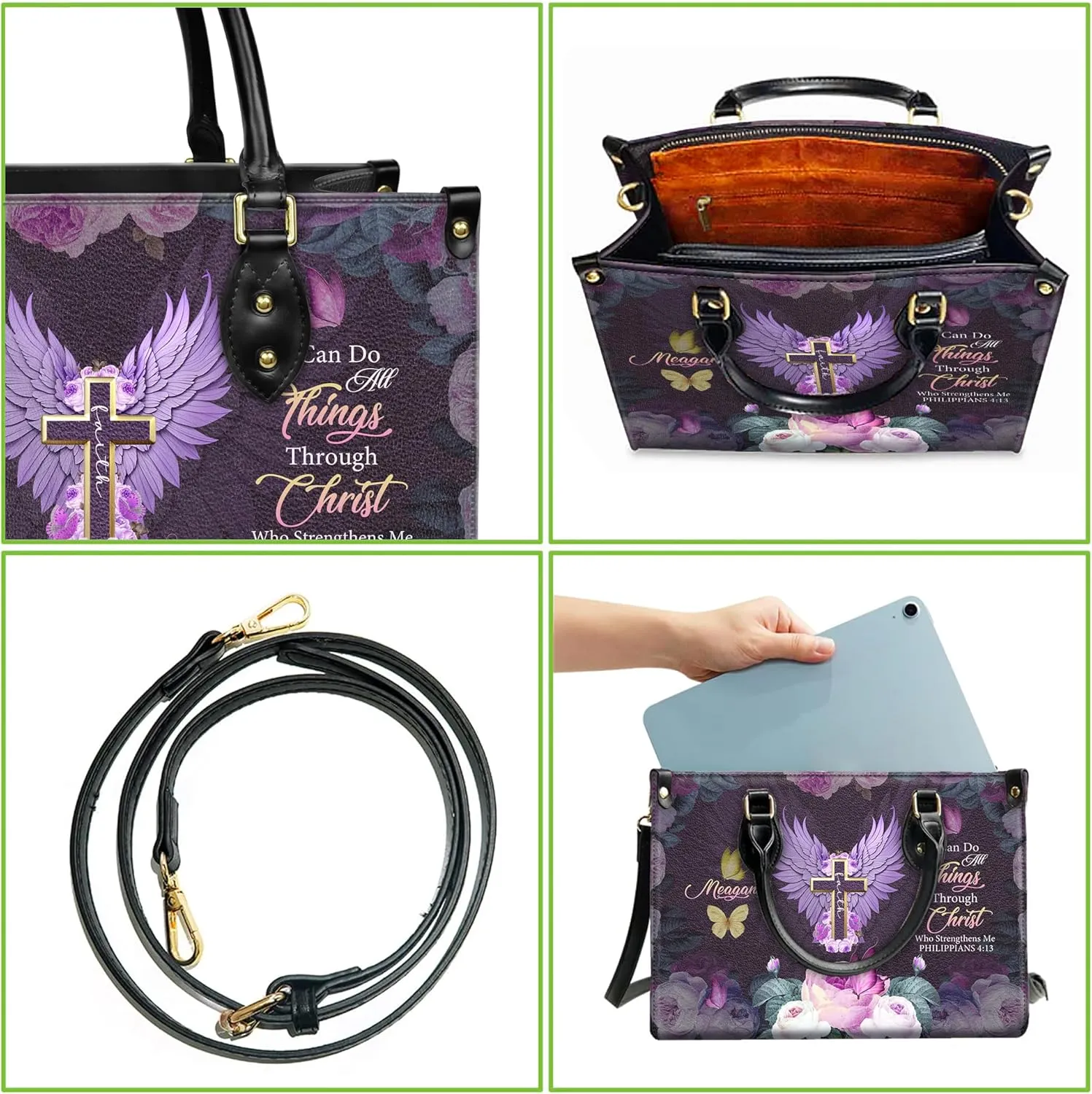 Personalized Leather Handbag for Women, Custom Name Church Bags, Christian Gifts for God Lovers, Ideal for Mother’s Day Gifts