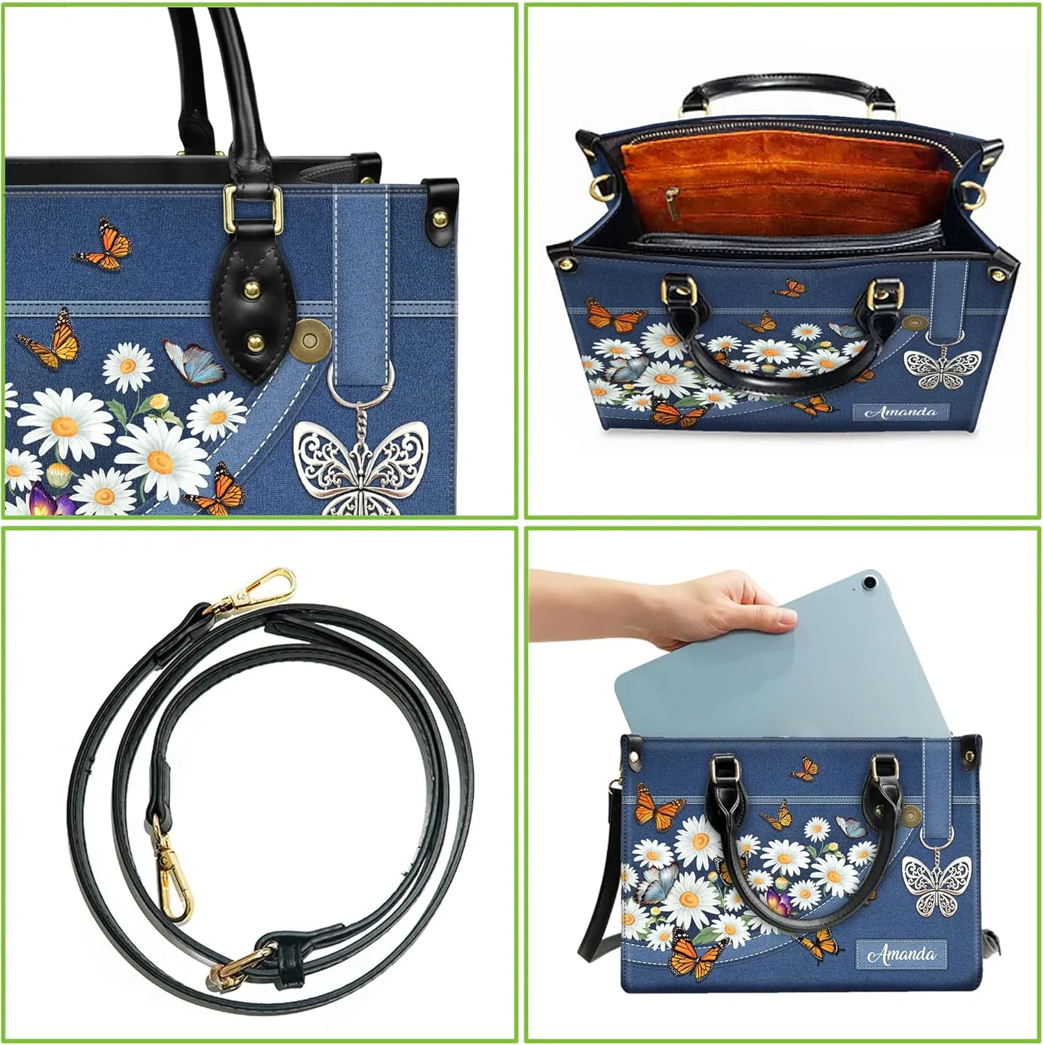 Personalized Leather Handbag with Your Name and Zipper, Perfect Gifts for Christian Gifts For Women - Mother's Day Gifts