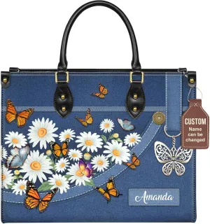 Personalized Leather Handbag with Your Name and Zipper, Perfect Gifts for Christian Gifts For Women - Mother's Day Gifts