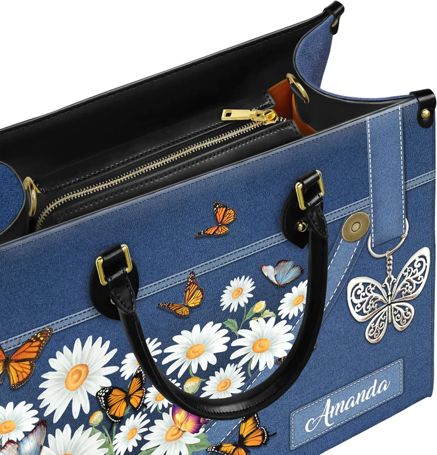 Personalized Leather Handbag with Your Name and Zipper, Perfect Gifts for Christian Gifts For Women - Mother's Day Gifts