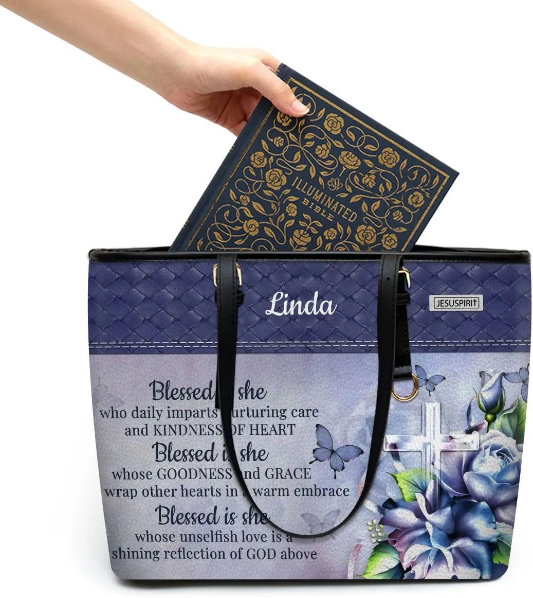 Personalized Leather Tote Bag For Women - Christmas Gifts For Women - Christian Gifts
