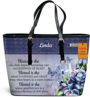Personalized Leather Tote Bag For Women - Christmas Gifts For Women - Christian Gifts