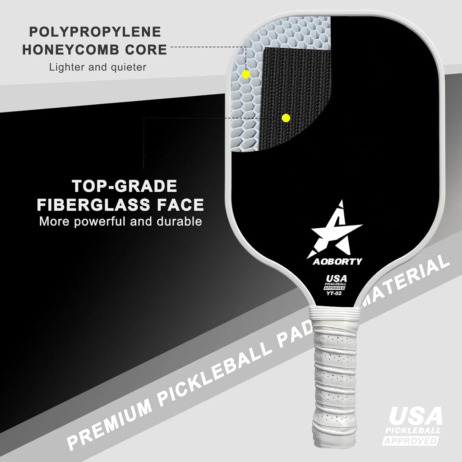 Pickleball Paddles 4 Pack - USAPA Light Graphite Premium Rackets Fiber Face & Polymer Honeycomb Core Pickleball Set with 6 Outdoor Indoor Balls Including Portable Carry Bag