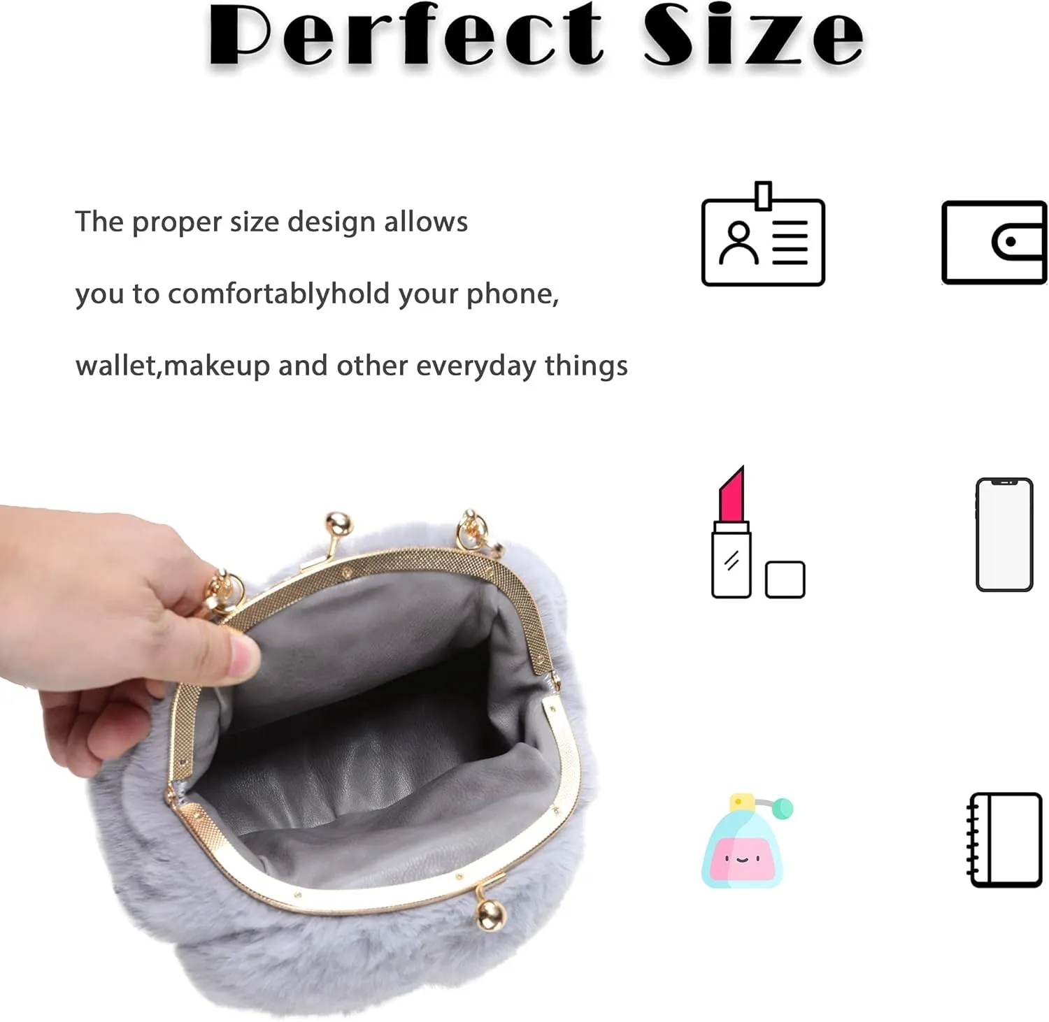 Pilipala Faux Fur Purse Fuzzy Bunny Women's Crossbody Handbags Plush Shoulder Bag Fluffy Top Handle Clutch Purses for Girls