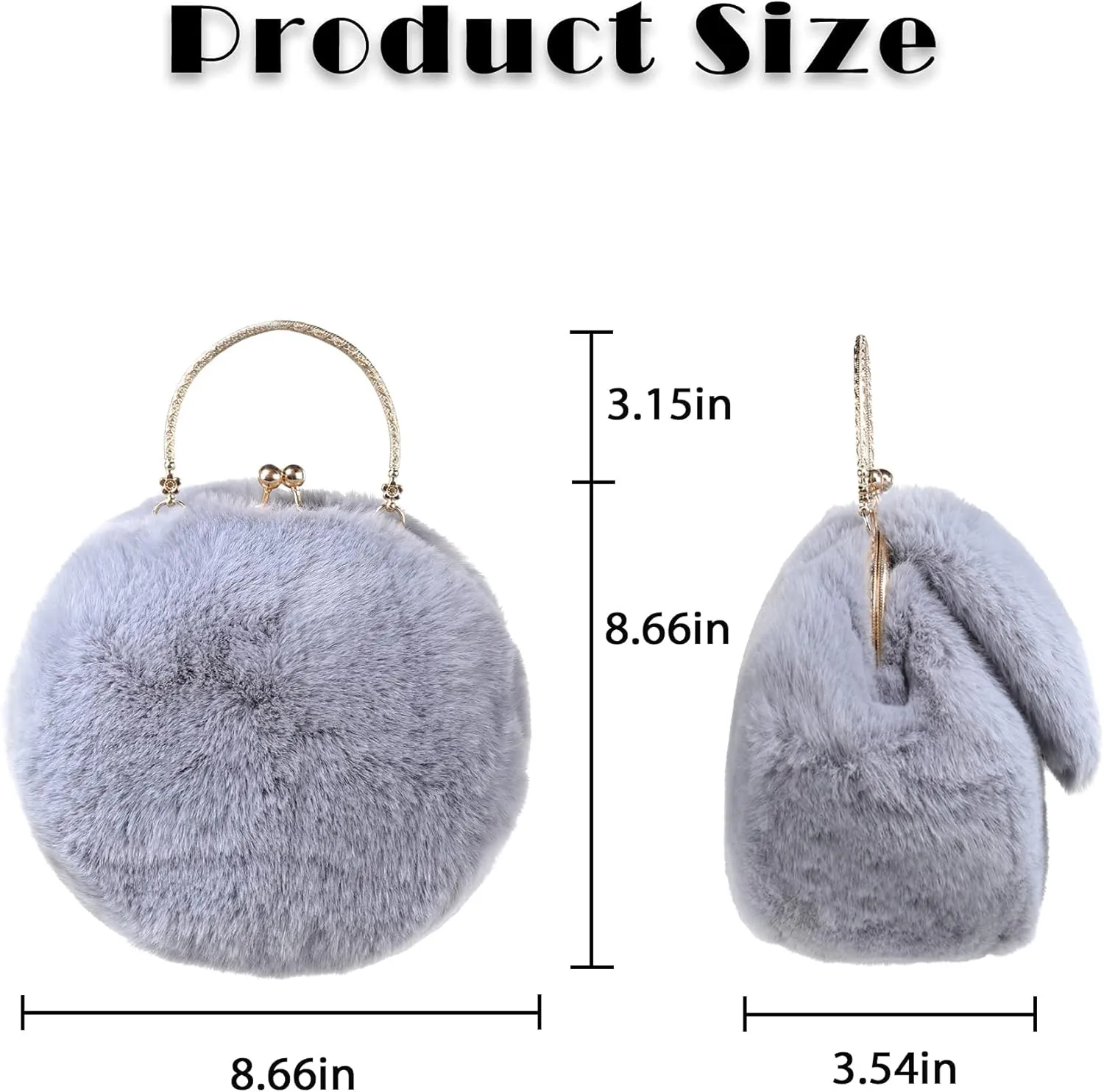 Pilipala Faux Fur Purse Fuzzy Bunny Women's Crossbody Handbags Plush Shoulder Bag Fluffy Top Handle Clutch Purses for Girls