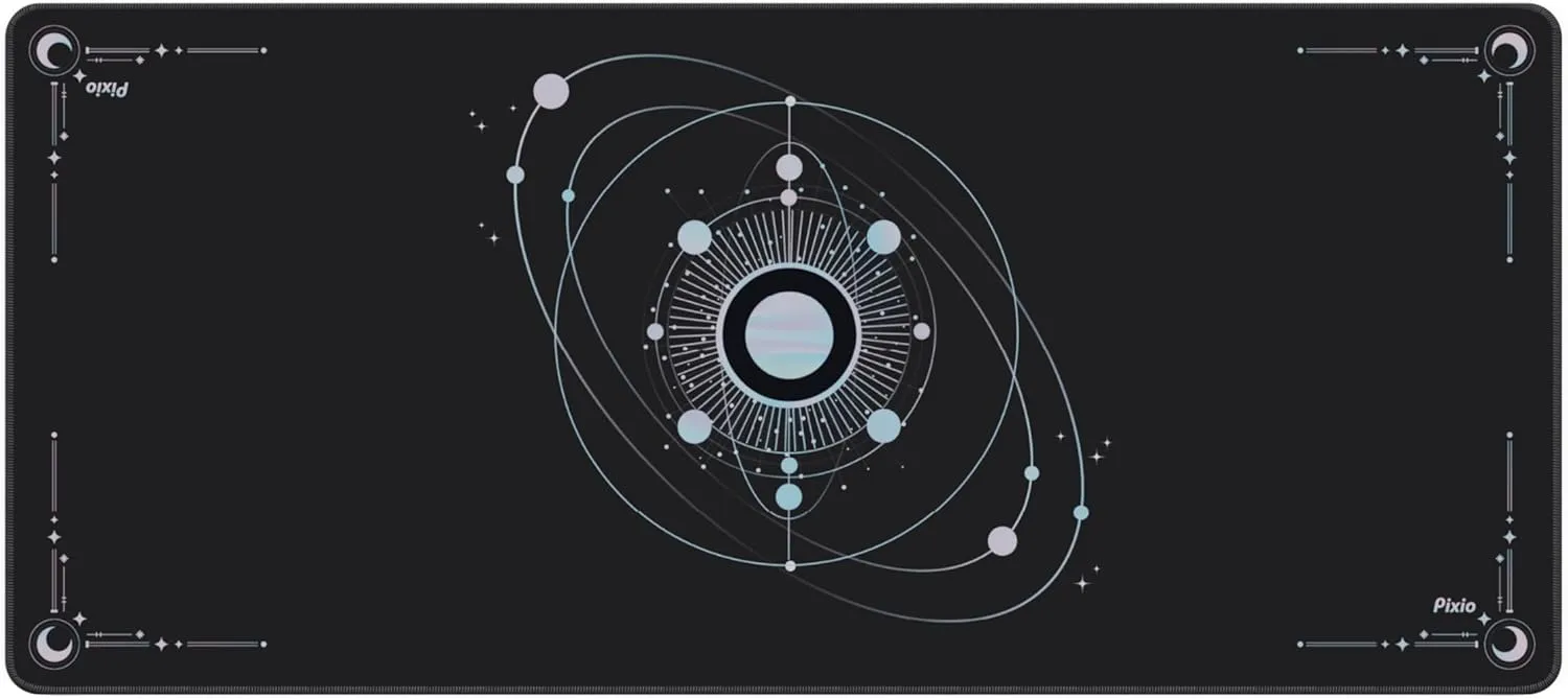 Pixio Mouse Pads - 36 x 16 inch XXL Cosmic Orbit Black Multifunctional Large Desk Mats for Gaming, Office, Desktop Anti-Slip Waterproof Washable Computer Mouse Mat