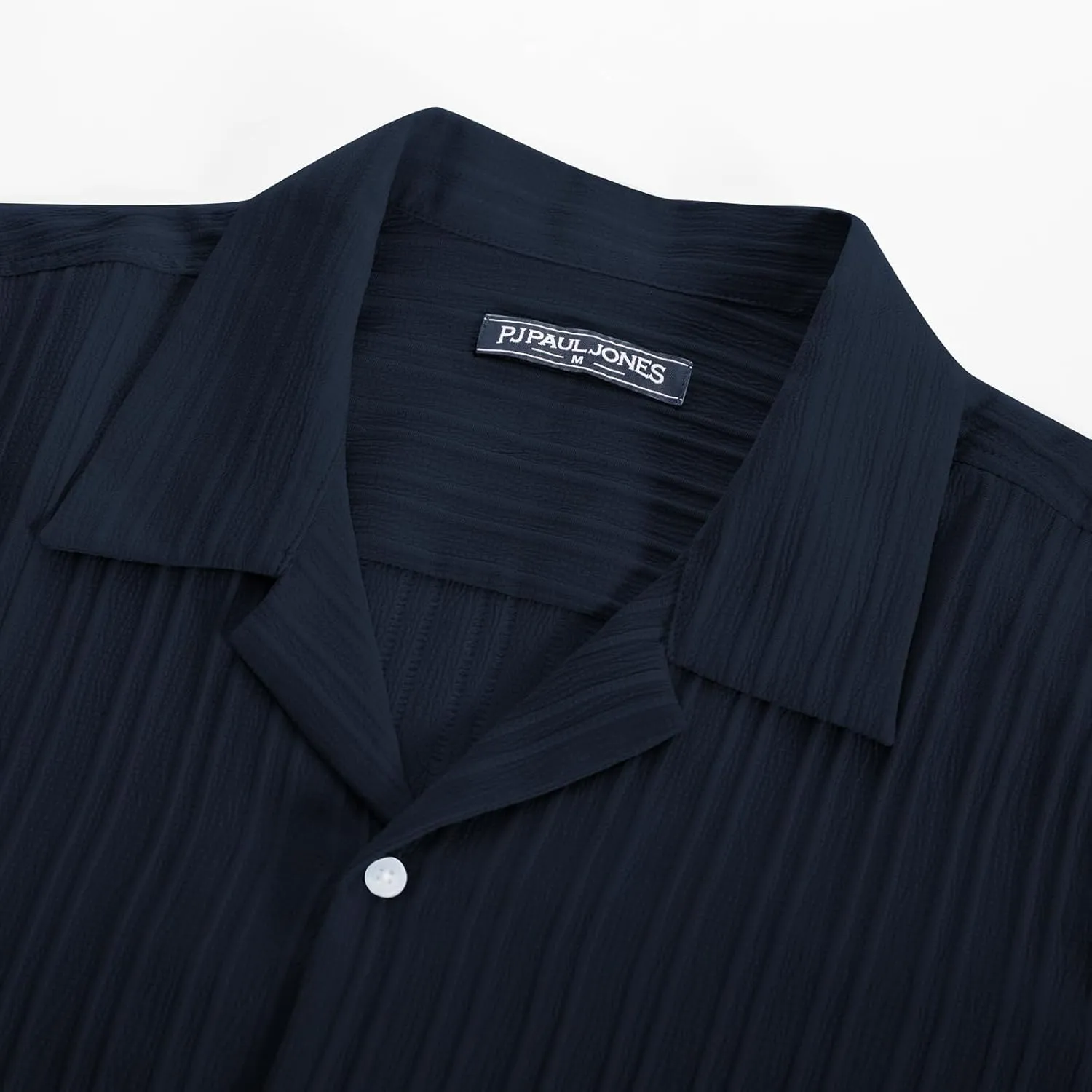 PJ PAUL JONES Men's Casual Button Down Shirts - Short Sleeve Summer Textured Beach Wrinkle-Free Shirts