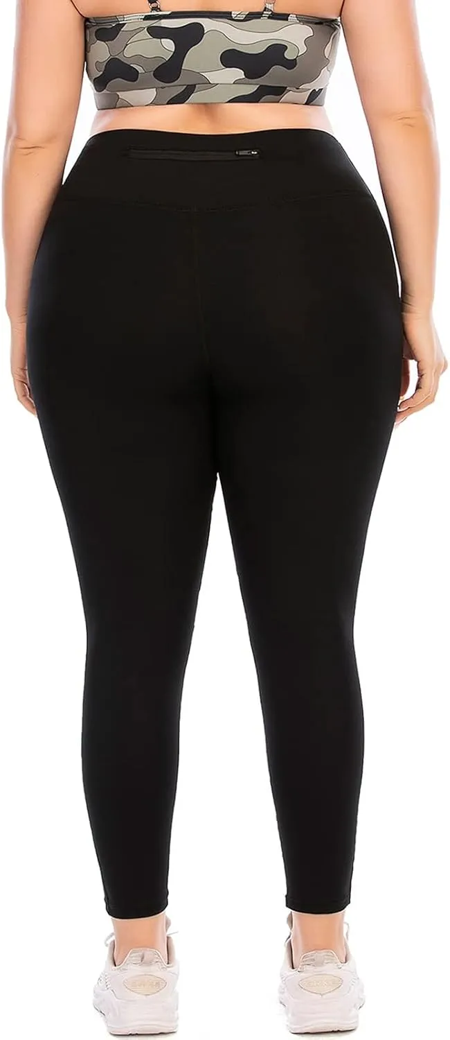 Plus Size Capri Leggings for Women with Pockets, Butt Lifting Yoga Pants Tummy Control, L-5XL Workout Leggings