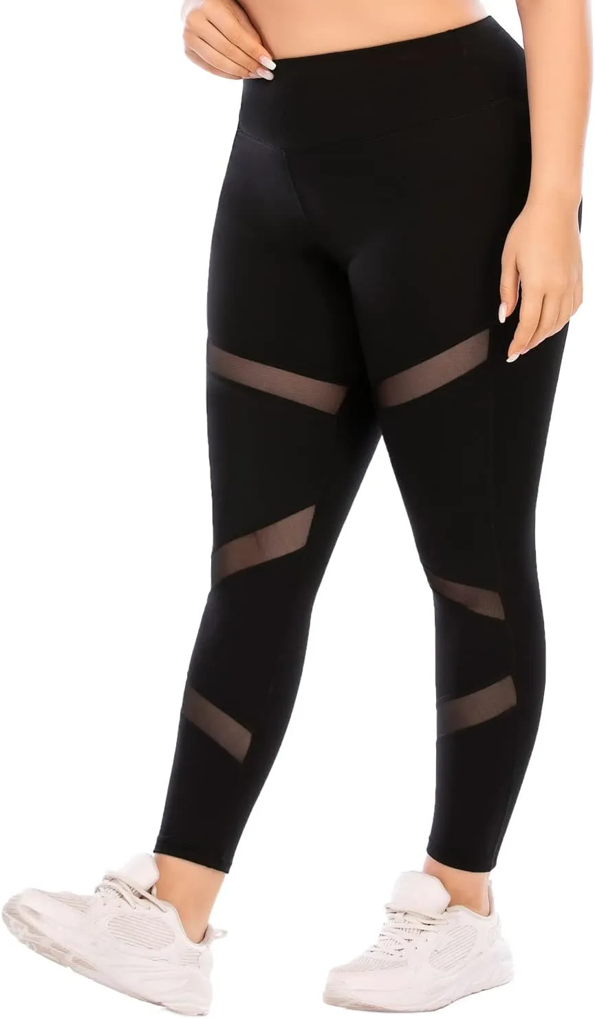 Plus Size Capri Leggings for Women with Pockets, Butt Lifting Yoga Pants Tummy Control, L-5XL Workout Leggings