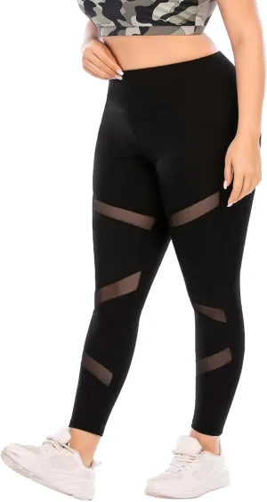 Plus Size Capri Leggings for Women with Pockets, Butt Lifting Yoga Pants Tummy Control, L-5XL Workout Leggings