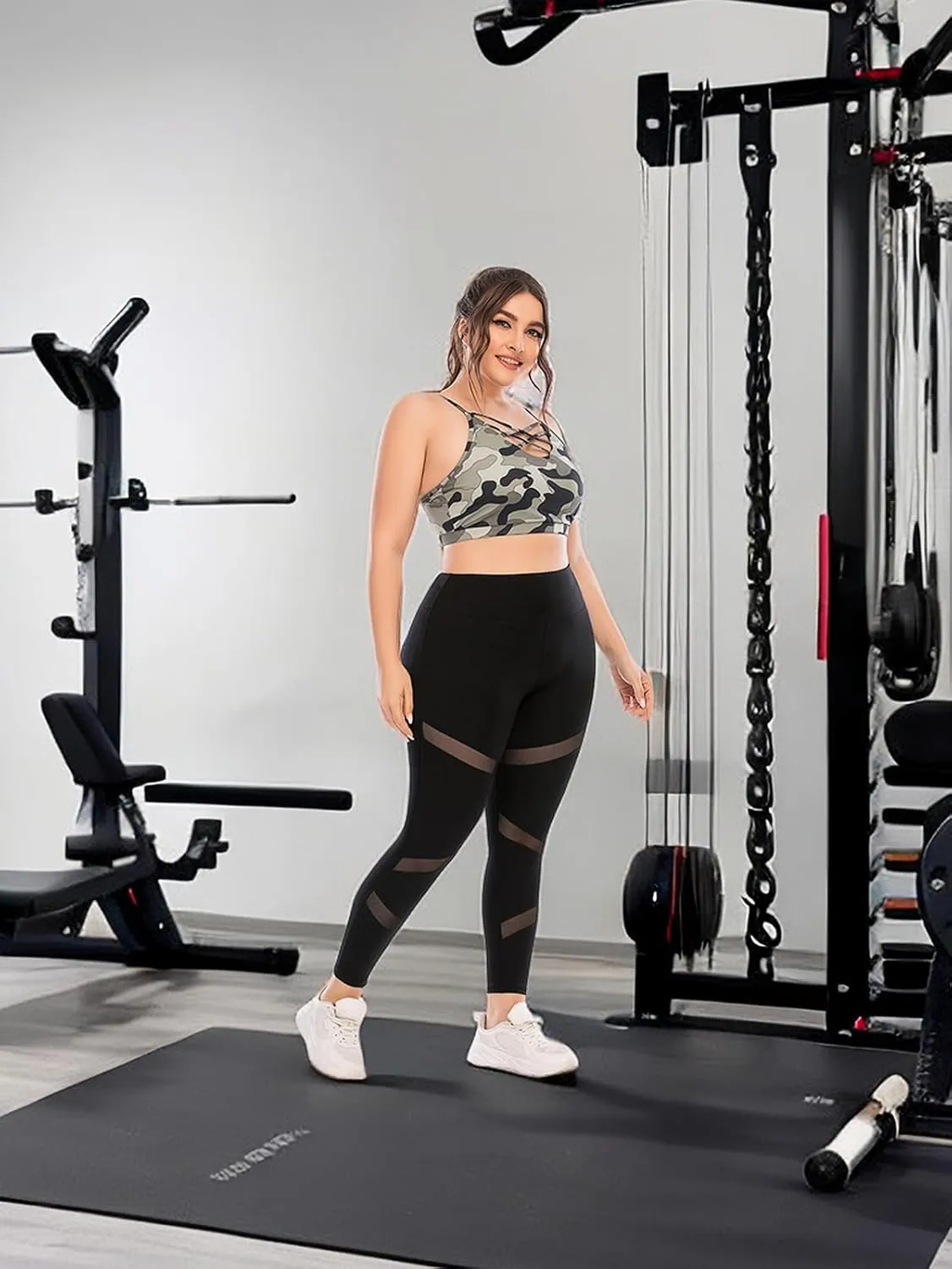 Plus Size Capri Leggings for Women with Pockets, Butt Lifting Yoga Pants Tummy Control, L-5XL Workout Leggings