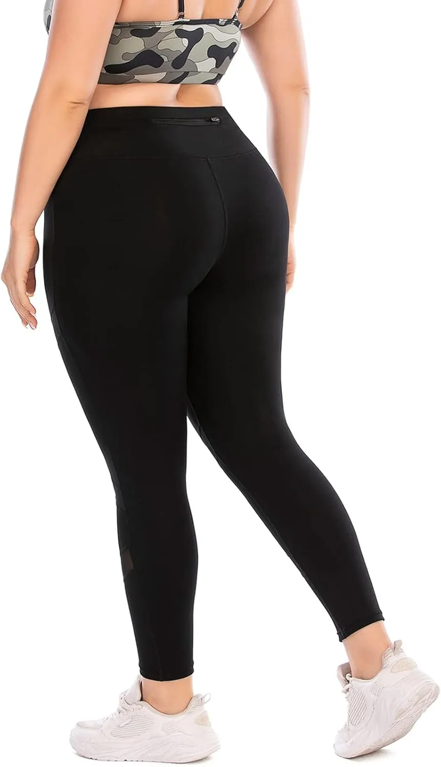 Plus Size Capri Leggings for Women with Pockets, Butt Lifting Yoga Pants Tummy Control, L-5XL Workout Leggings