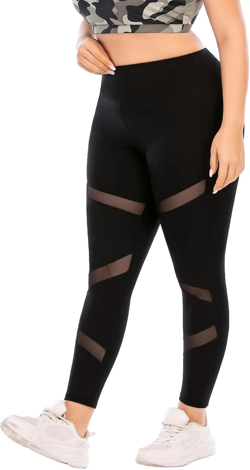 Plus Size Capri Leggings for Women with Pockets, Butt Lifting Yoga Pants Tummy Control, L-5XL Workout Leggings